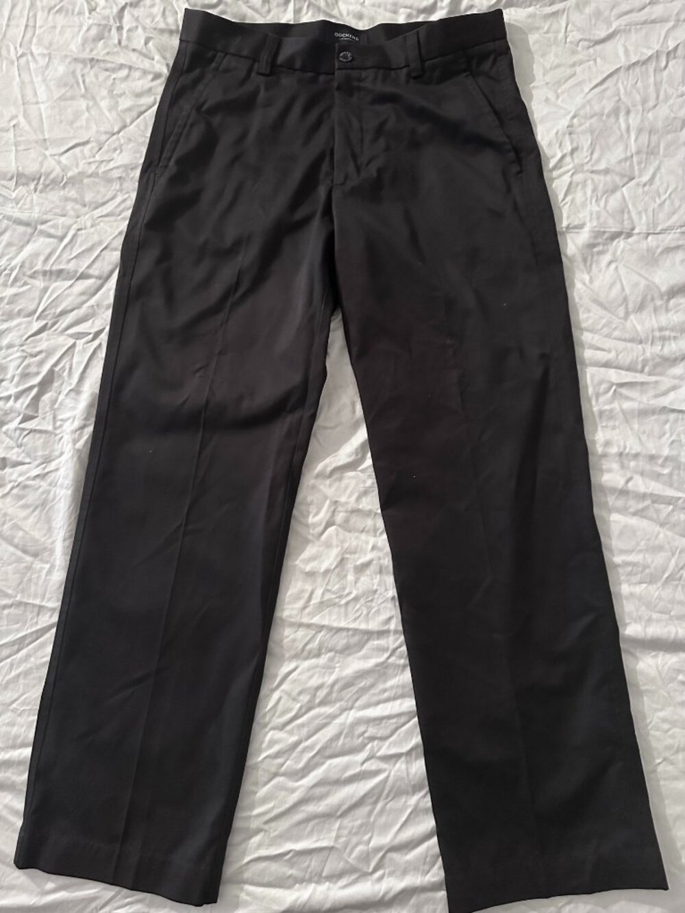 DOCKERS D1 COTTON PANTS SLIM FIT CREASED LEG 33X30 100% COTTON BLACK